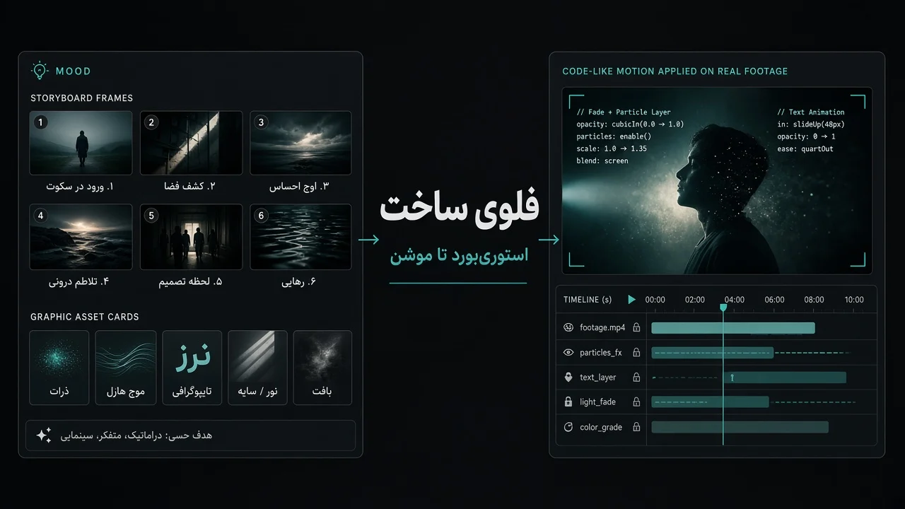 فلوی ساخت از استوری‌بورد تا موشن روی فوتیج