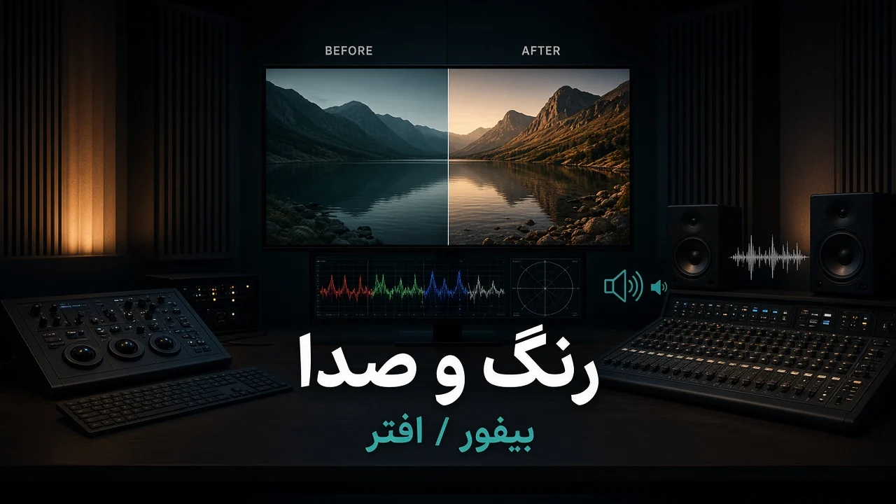 اصلاح رنگ بیفور افتر و لایه صدا در تدوین